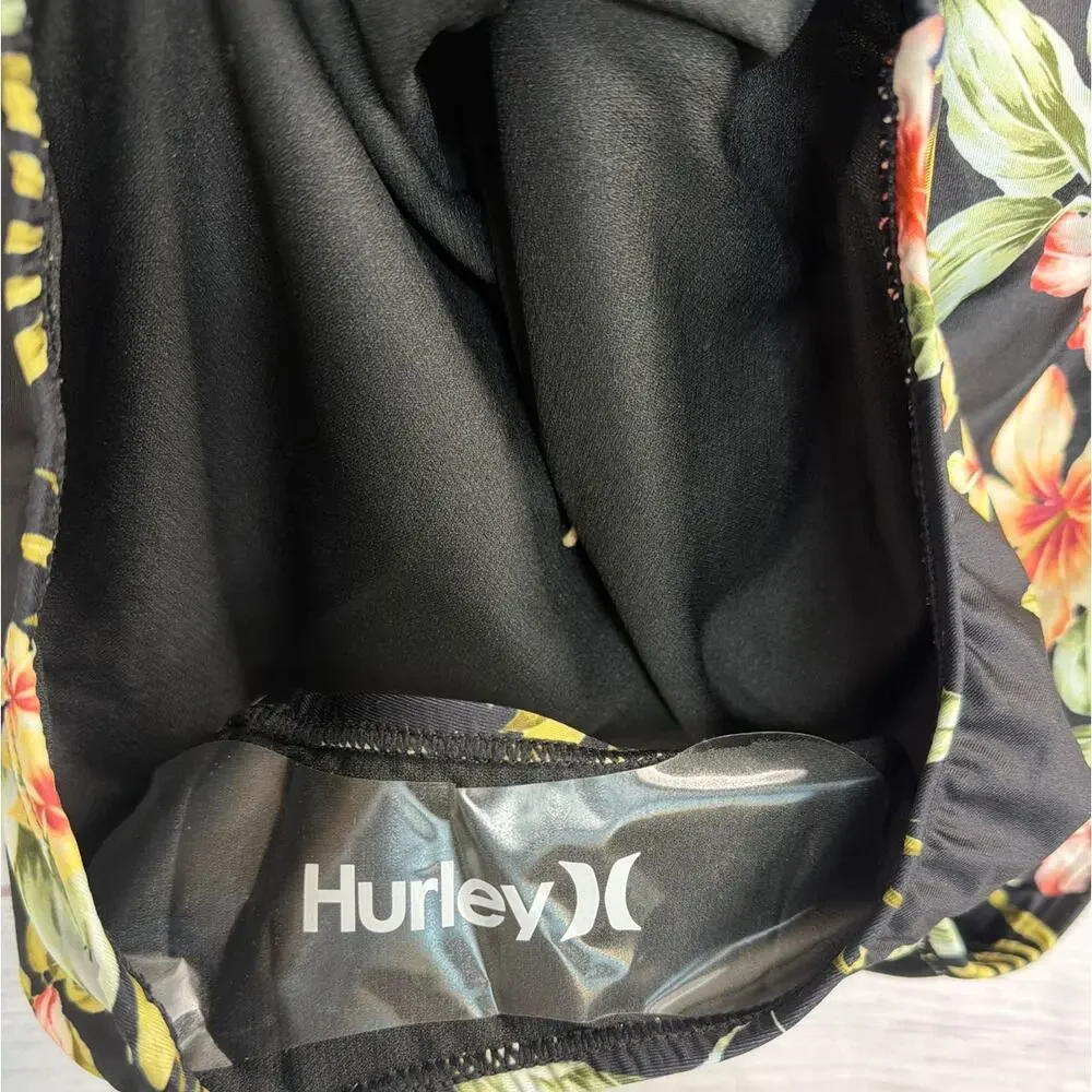 NWT Hurley Floral One Piece Surf Swimsuit Black Size Med Beach Vacation Swimwear